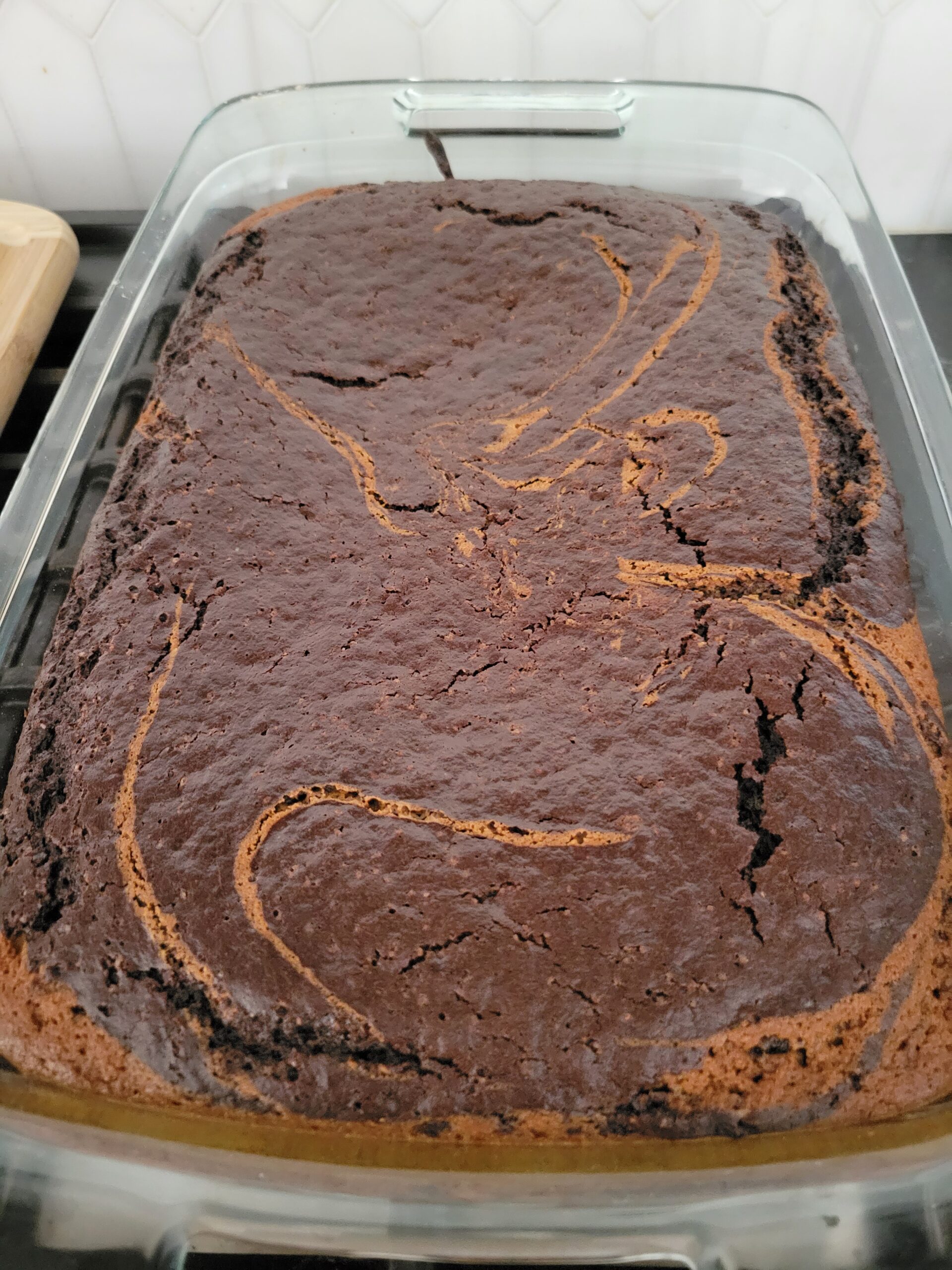chocolate and vanilla swirl cake with vegan option