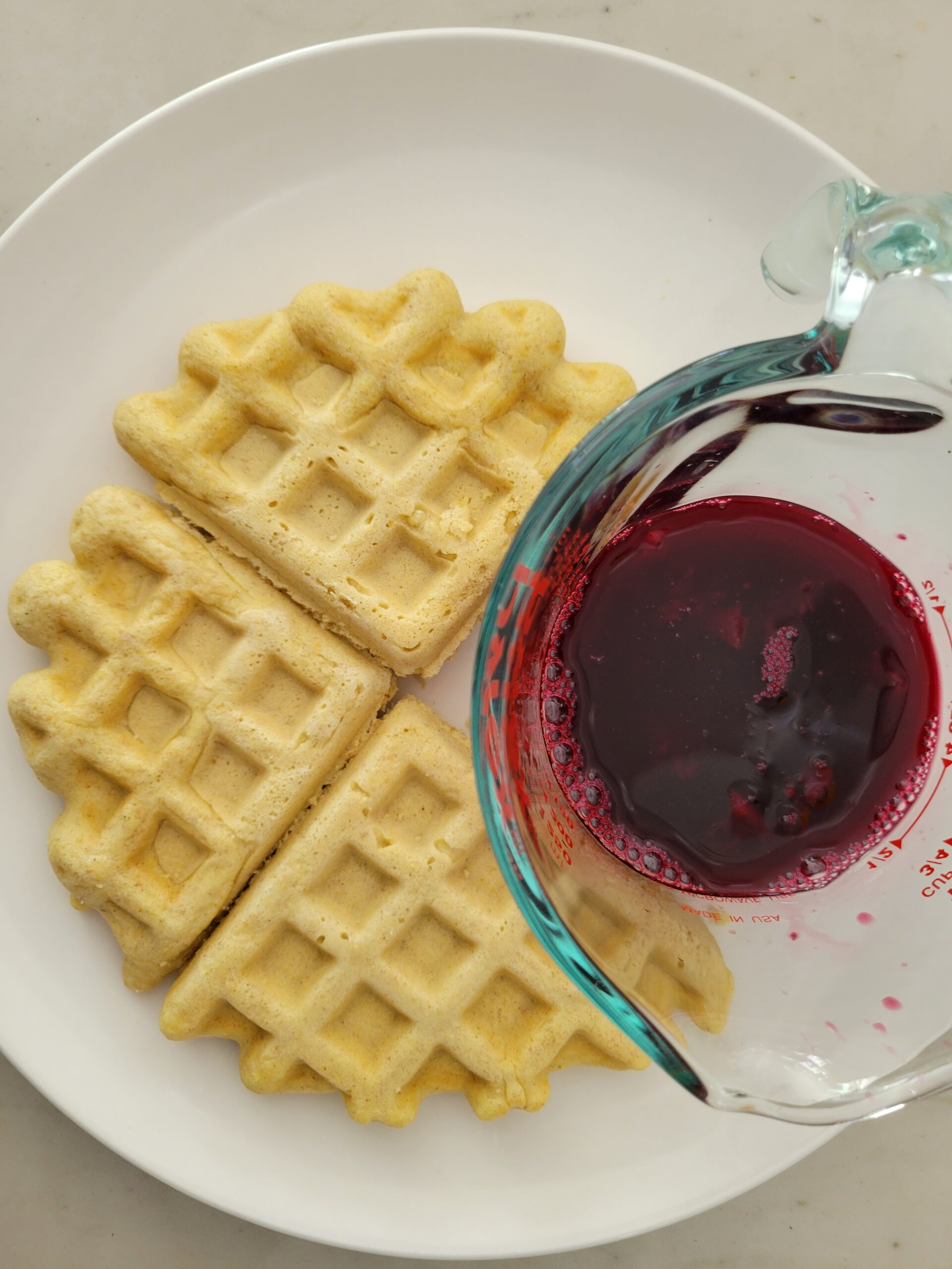 GF Waffles with Blueberry Sauce